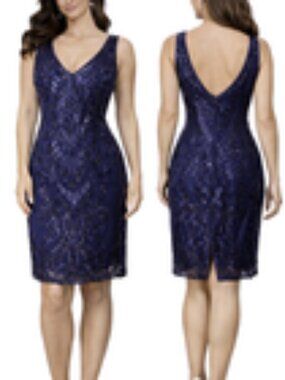 Nichole Miller Dress 4 Midnight Navy Blue Sequin Sheath Party Wedding Cruise